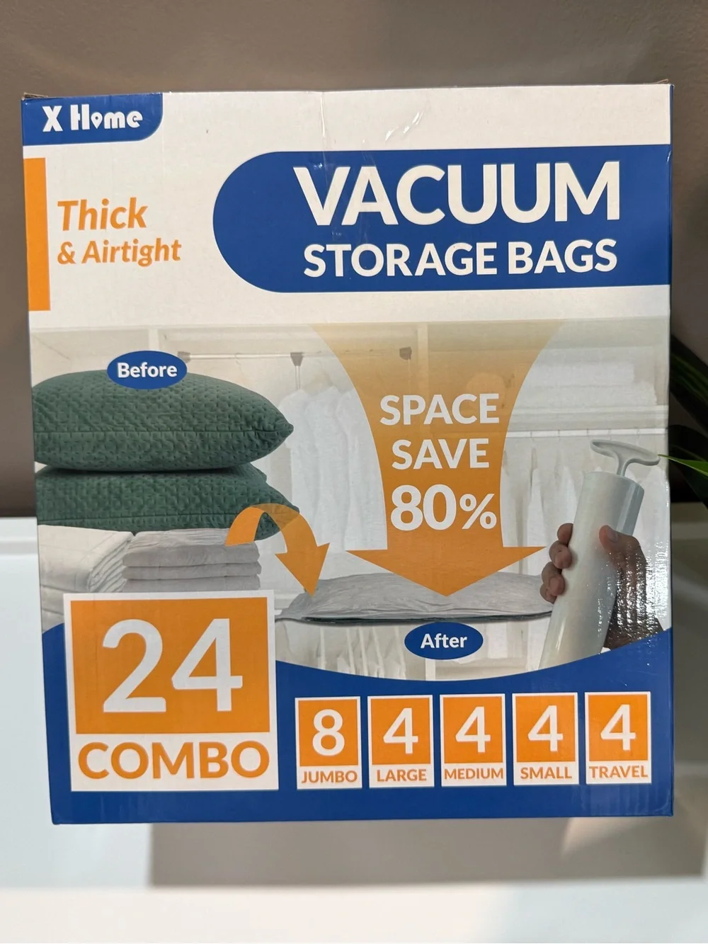 Vacuum Storage Bags 24-Pack Combo - Blue/White